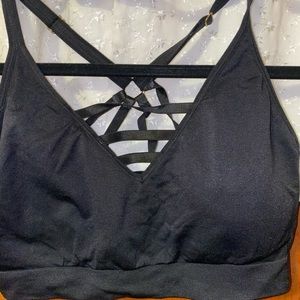Black bralette bandeau sz L strapping back